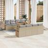Garden Sofa Set with Cushions 7 pcs Beige and Light Grey Poly Rattan