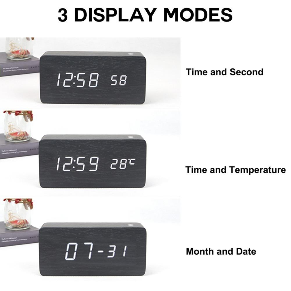 Wood Digital Clock Multicolor Desktop Clock Versatile Alarm Clock for Office
