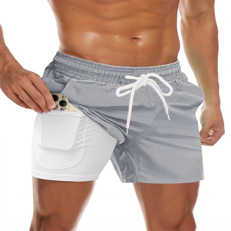 Summer Casual Men's Quick Drying Swim Trunks, Beach Shorts with Compression Lining and Pockets, 3D Digital Printed Marine Animal Patterns