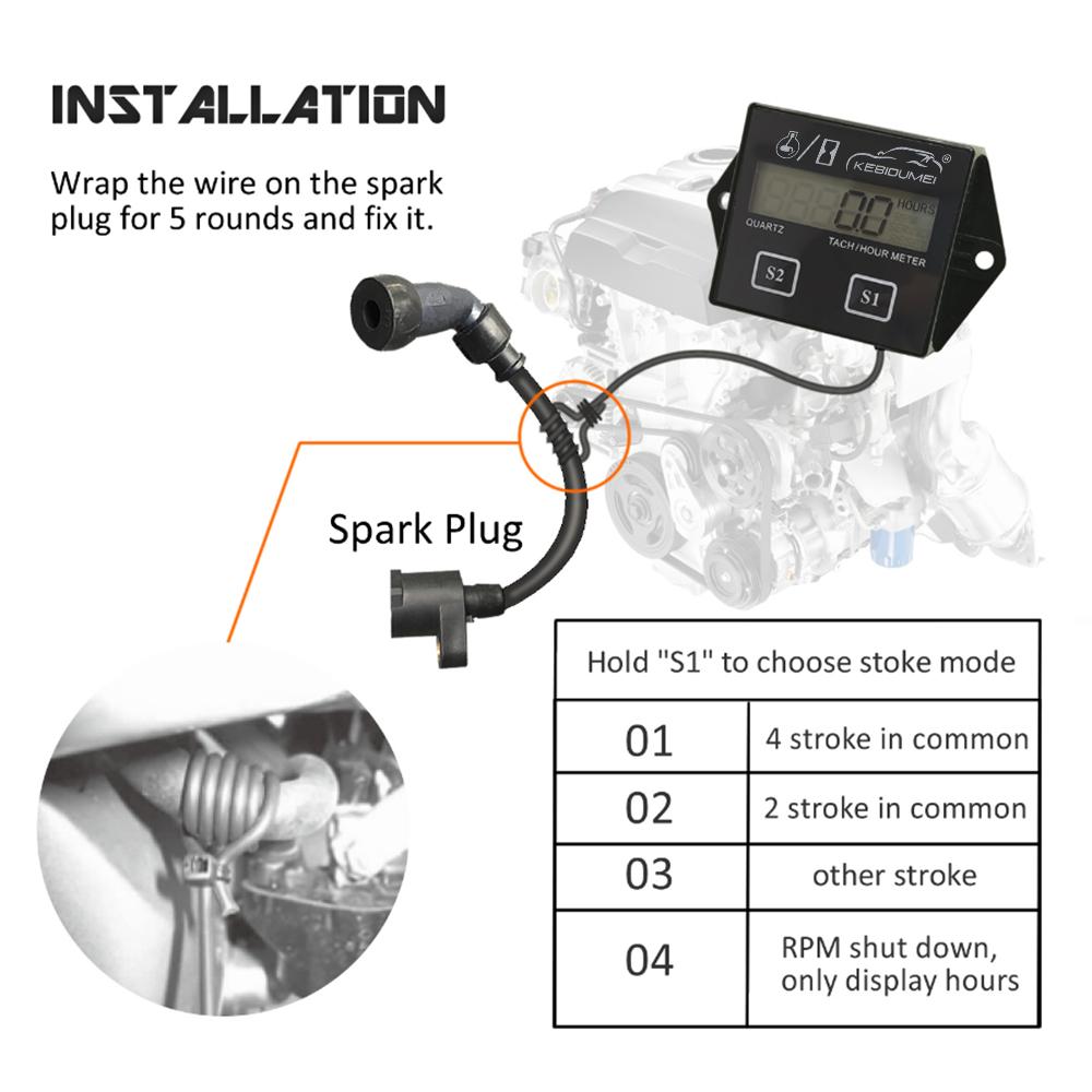 Цифровой универсальный счетчик моточасов двигателя с подсветкой ЖК-дисплеем для лодки, тахометр, датчик оборотов двигателя, водонепроницаемый для мотоциклетных бензопил