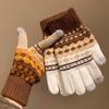 Red Winter Knitted Gloves Fair Island Style Women Cycling Mittens Gift Printed Wool Gloves  Autumn