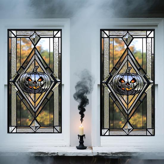Хэллоуин Наклейка на окно Водонепроницаемый ПВХ Череп Паук Тыква Ведьма Мрачный Жнец Статическая наклейка на стекло Украшение для дома, офиса, вечеринки Декаль