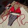 Sexy Leopard Bikini Suit Women Strap Push Up Swimsuit Three Points Bikini Set Low Waist Swimwear Women Summer Backless Beachwear