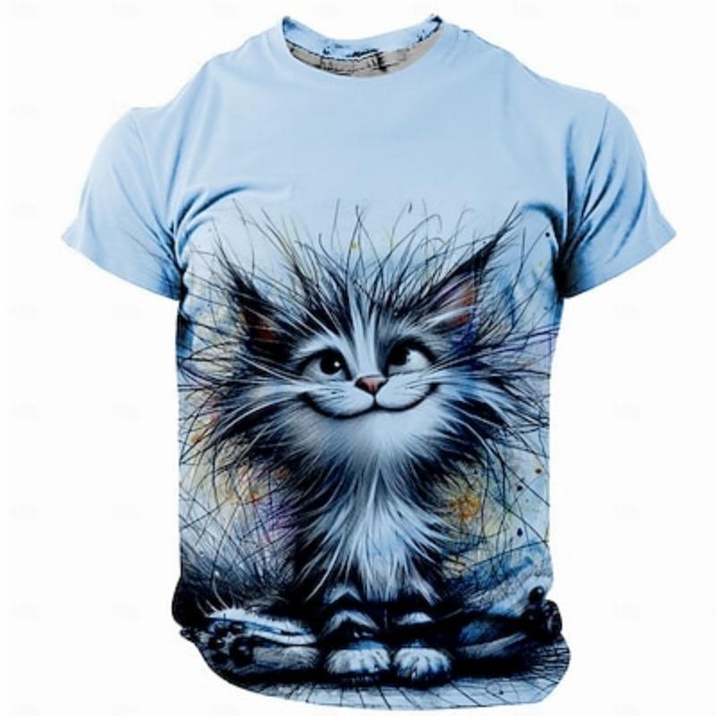 Футболка мужская с принтом Cat Funny Retro Vintage Casual 3D, футболка Street Casual Bar, футболка с коротким рукавом и круглым вырезом, одежда для весны и лета