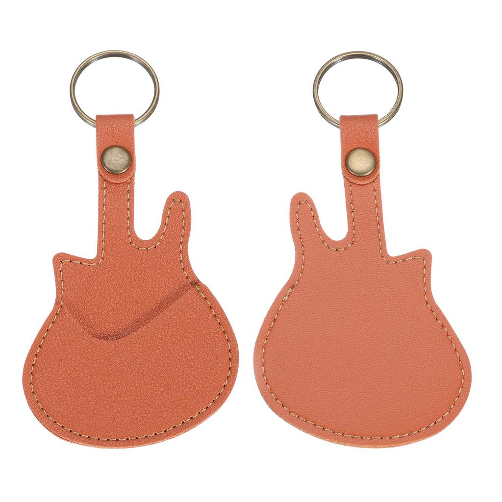 uxcell Guitar Pick Holder Case Artificial Leather Acoustic Electric Guitar Pick Case Bag Orange
