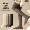 Шерстяные гольфы до колена для осени и зимы, утолщенные и теплые гольфы до бедра, вязаные и универсальные высокие чулки до бедра