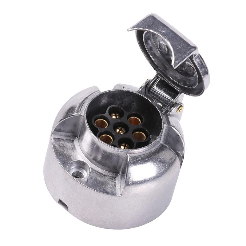 7-контактный разъем для прицепа с фаркопом, металлический, алюминиевый сплав, буксировка, 12 В, круглый адаптер, разъемы для автомобильных фар, для лодок, грузовиков, караванов