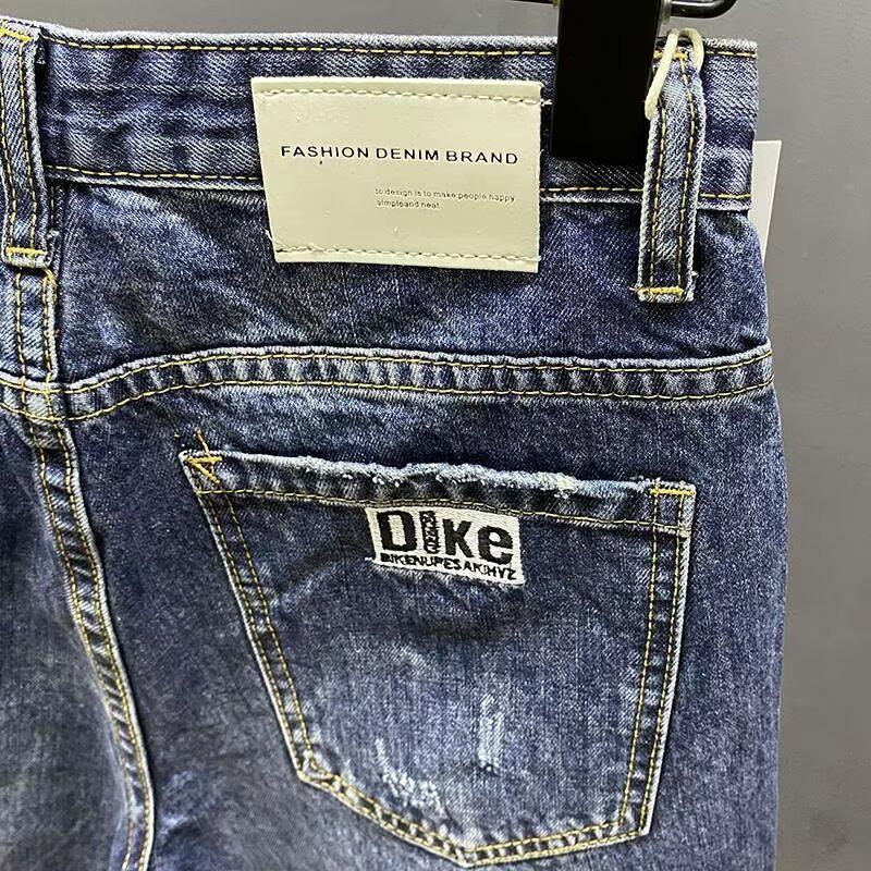 Мужские облегающие джинсовые шорты с рваными деталями — повседневный американский и корейский стиль