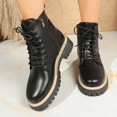 Новая женская обувь: Круглоносые, На толстом каблуке, На толстой подошве, Ботильоны большого размера на молнии сбоку