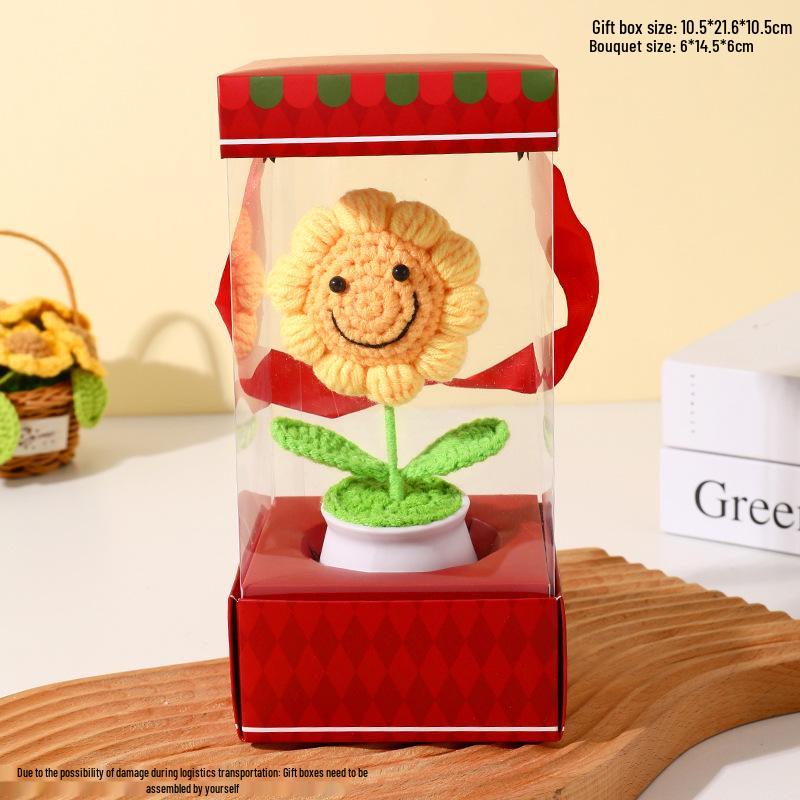 Handmade Sunflower Desk Decoration - Woven Bouquet Gift for Students & Girls