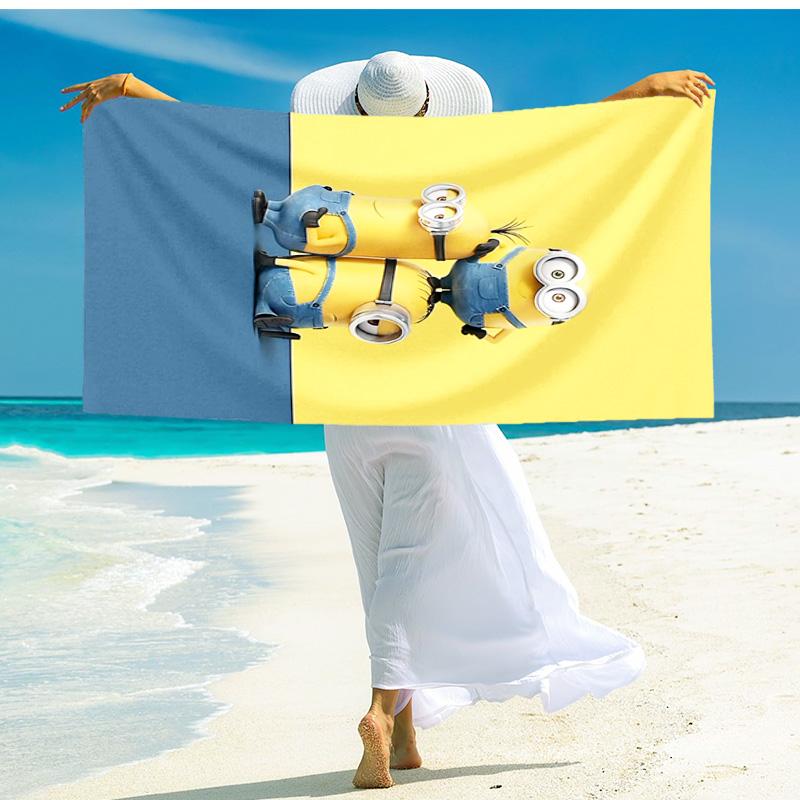 1pc Minions Adventure Poster beach towel,quick drying absorbent beach towel,outdoor sports swimming beach towel,Soft and comfortable Y7289