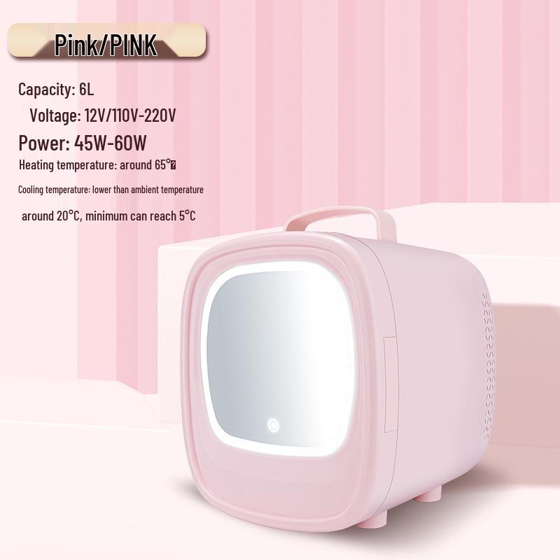 Портативный мини-холодильник для автомобиля и дома: Светодиодное зеркало, Готовое для макияжа, Функции холода и тепла