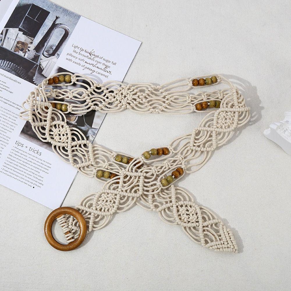 Woven Weave Belt Retro Ethnic Style Waistband Personality Bohemian Style Belt  Dress Decoration
