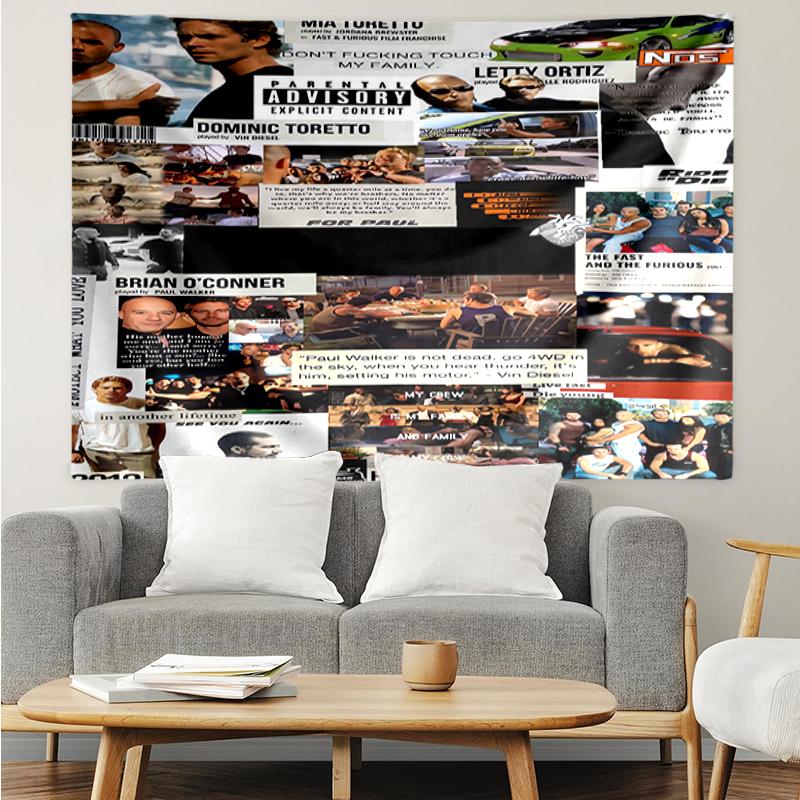 Fast-&-Furious Print Tapestry, Backdrop, Easy Setup, Ideal for Bedroom, Office & Living Room, with Aesthetic Wall Hanging Decor.