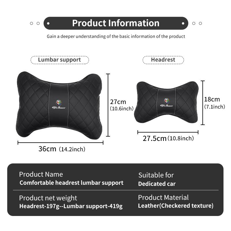 Car Headrest Neck Support Seat Lumbar Cushion Soft Neck Pillow Auto Accessories For Alfa Romeo Giulietta 940 2010-2014 2015 2016