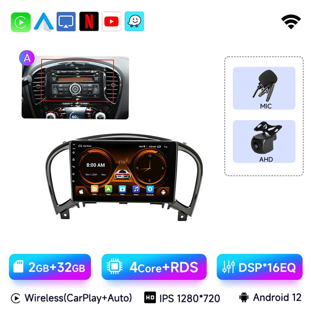 JIUYIN Android 13 Беспроводной CarPlay Android Auto Радио для Nissan Juke YF15 2010 2011 2012-2014 4G Автомобильная Мультимедиа GPS 2din