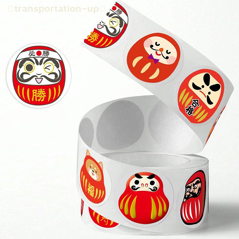 500/1500pcs Japan Daruma Egg Self-Adhesive Stickers Gift Envelope Card Jar DIY Sealing Sticker PVC Waterproof School Supplies