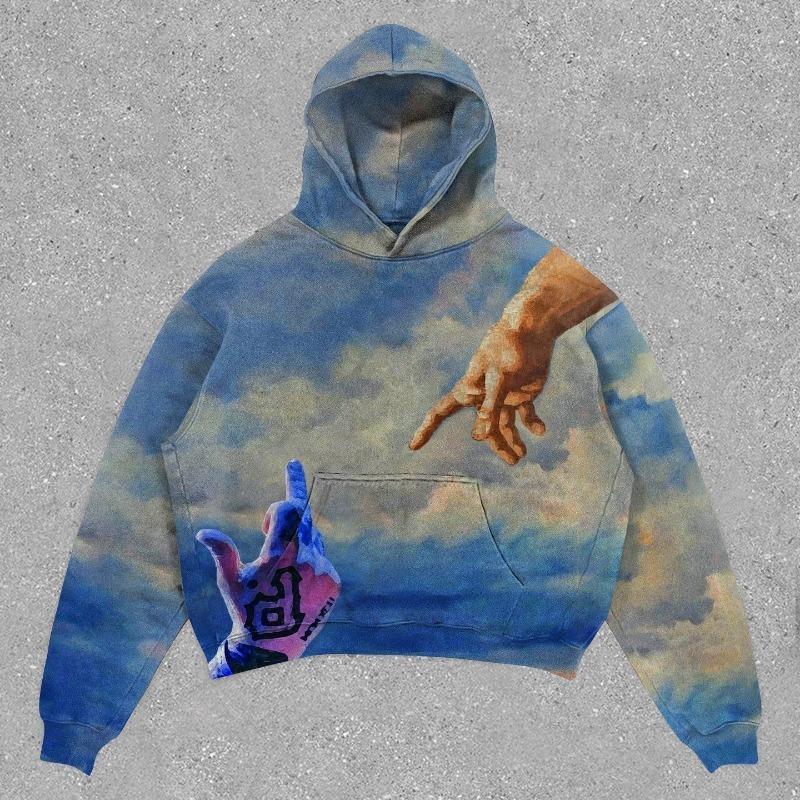 Худи для мужчин большого размера с принтом, свободный крой, стиль Y2k, высококачественная корейская мода, мужская толстовка с капюшоном, пастельный цвет