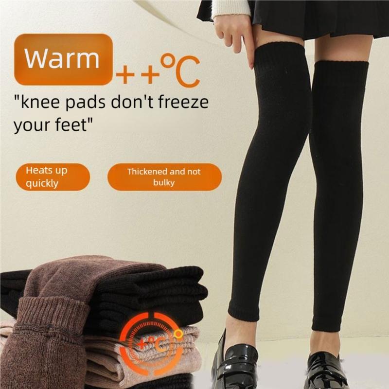 Зимние термо leg sleeves Эластичные Уютные Теплые Растягивающиеся Наколенники Для Женщин Холодная Погода В Помещении На Улице Активность