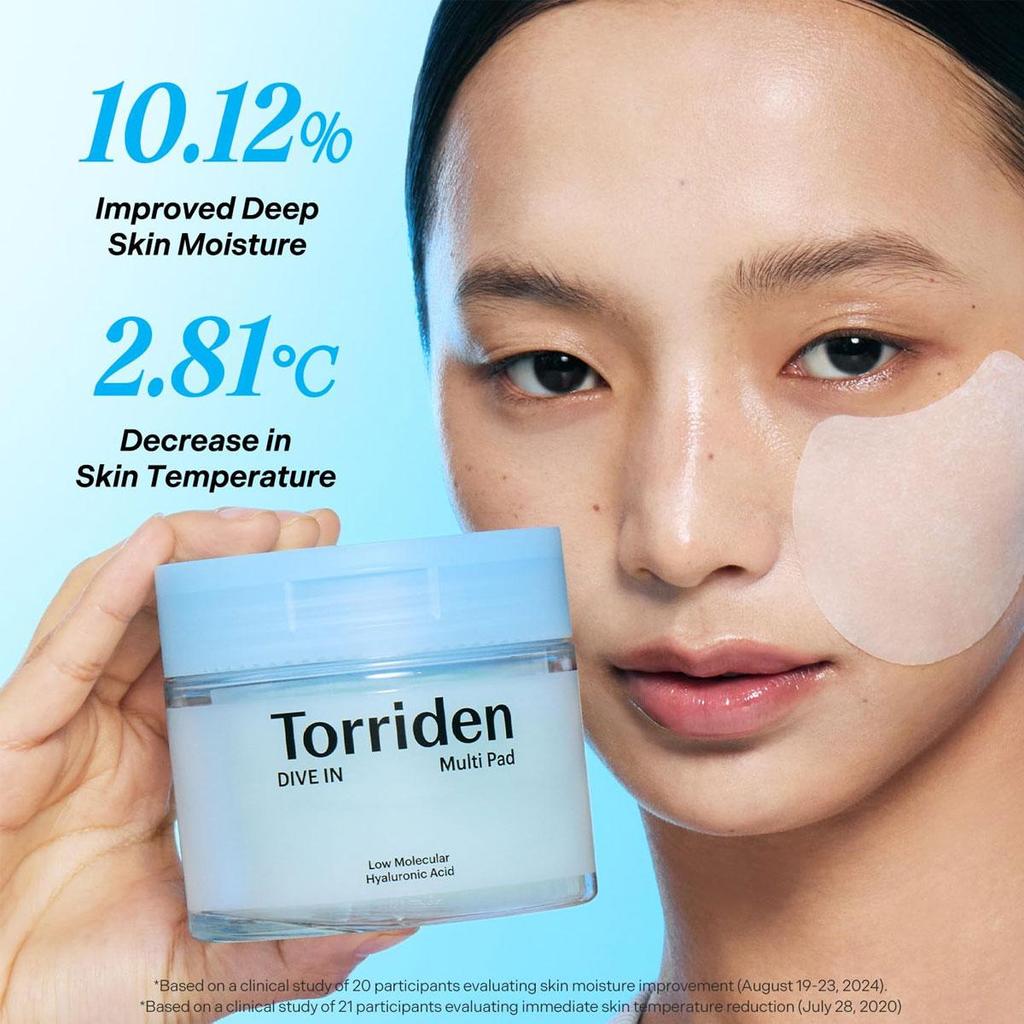 TORRIDEN Веганские тонер-пэды с гиалуроновой кислотой Dive-in (80 колодок)