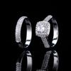 Full Diamond Slightly Set Couple Princess Square Diamond Ring, Luxury Engagement Ring Ring For Women
