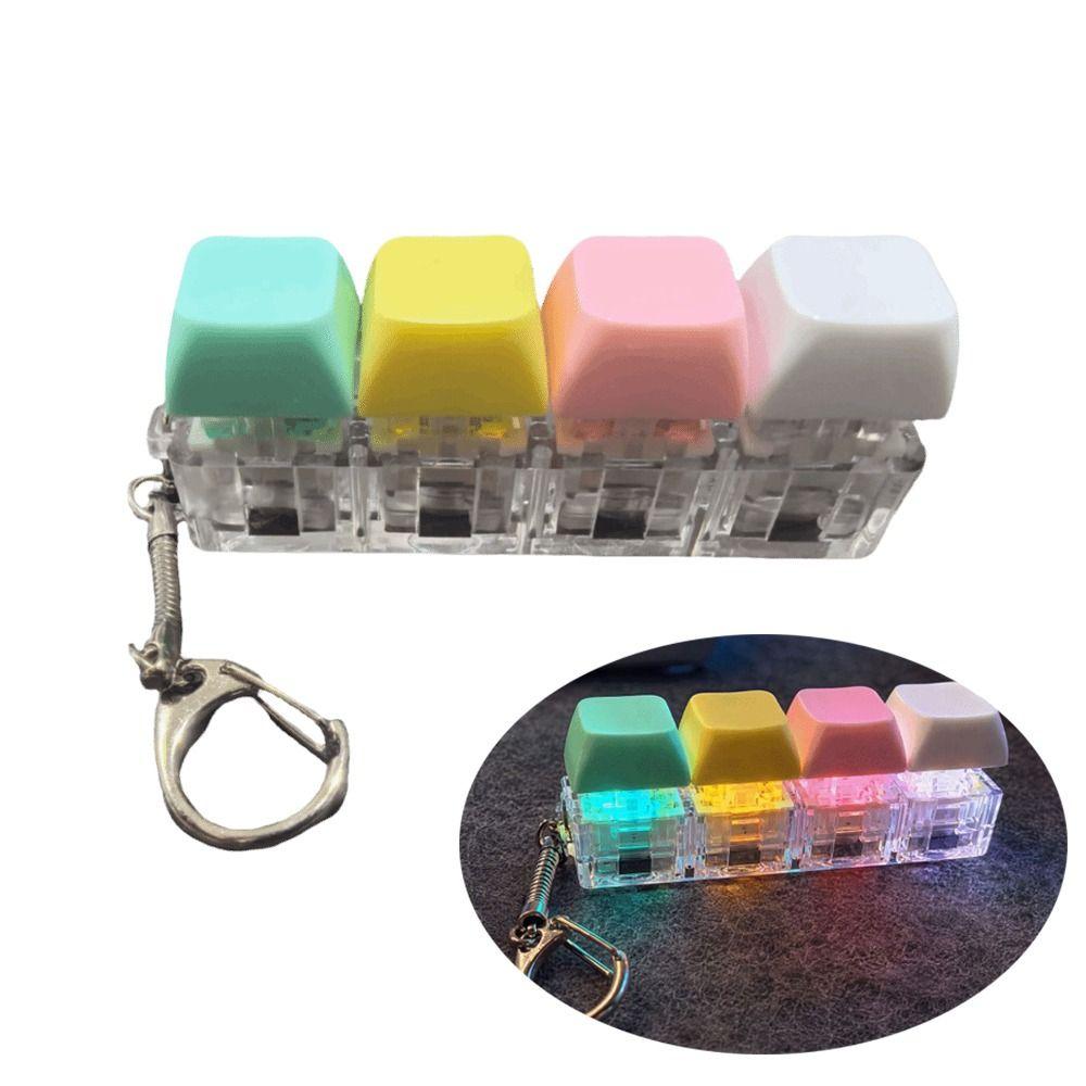 Colorful Acrylic Fidget Keychain Portable Stress Relief Toy Pass Time Clicker Keyboard Adult