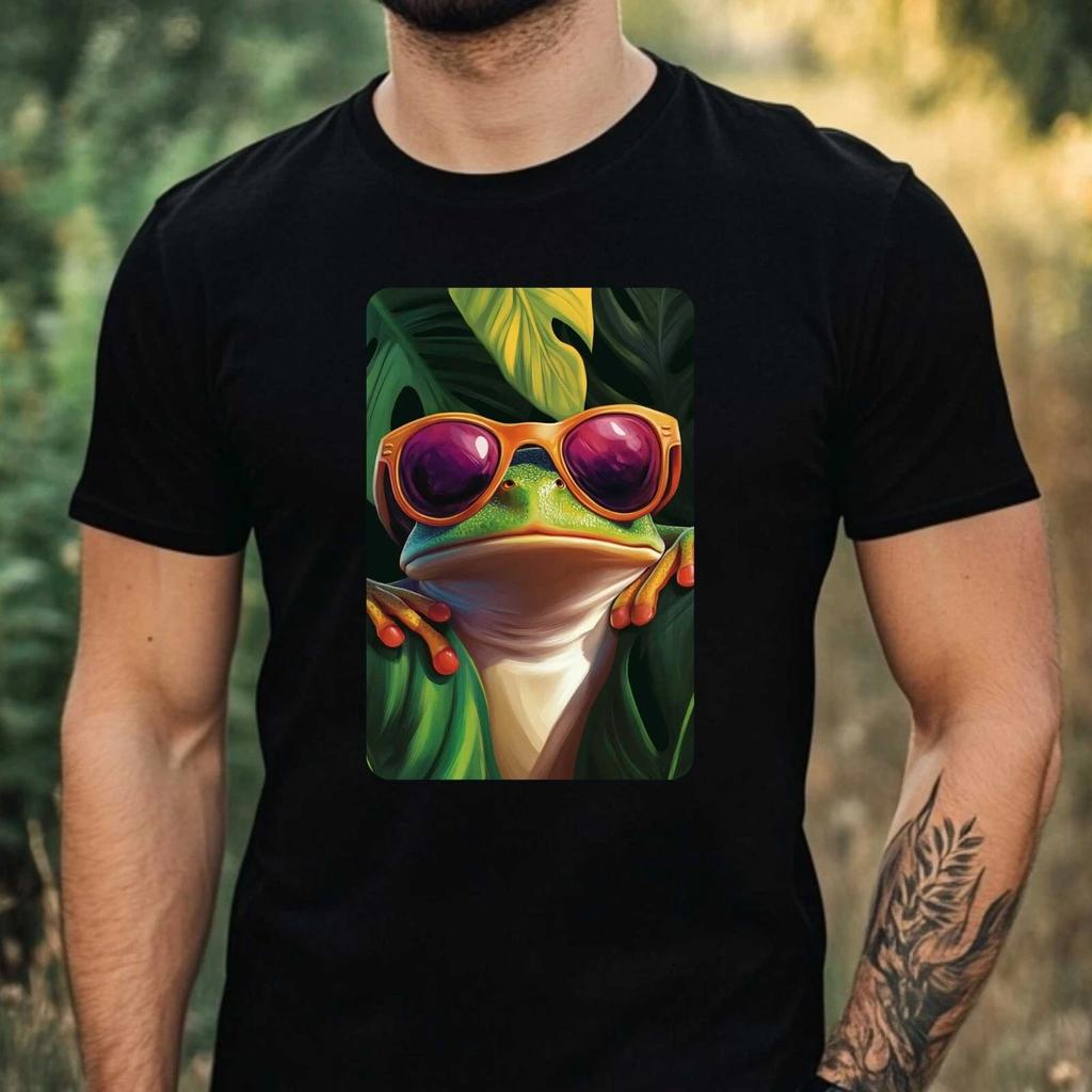 T-Shirt Herren Frosch mit Sonnenbrille Motiv Baumwolle Größe XS bis 5XL