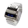 Yousheng LED Display Wide Stainless Steel Fashion Blue Band Men Digital Wrist Watch Gift