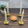 Advent Wreath Candle Holder Christmas Candle Ring Stand for 4/5 Taper Candles Gold Metal Advent Wreath Ring for Christmas Holiday Home Party Church