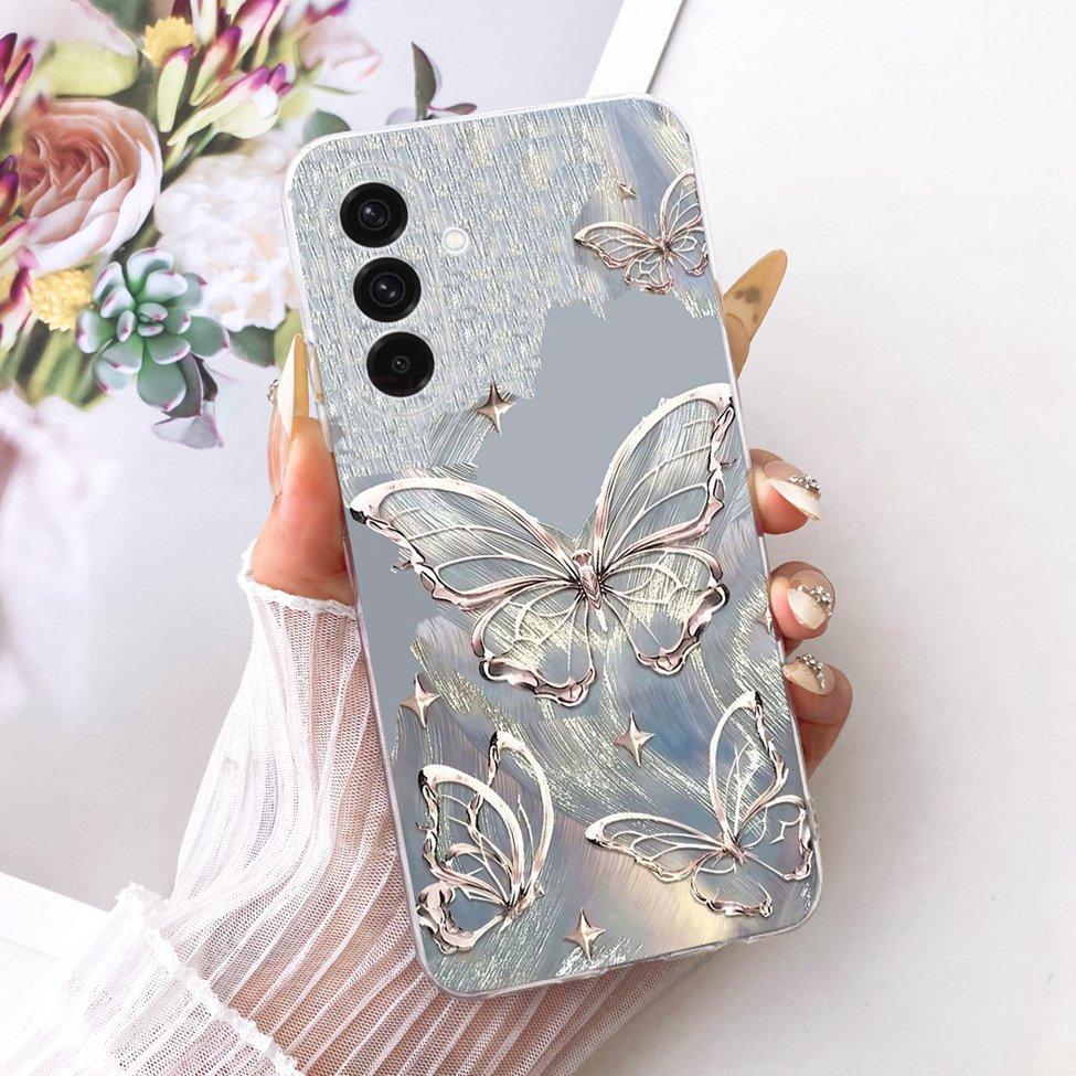 Clear For Samsung A26 SM-A266E SM-A266B Case For Samsung Galaxy A26 Cover Luxury Fashion Flowers Cute Kawaii Painted