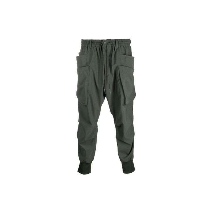 Y-3 FW21 Повседневные брюки с несколькими карманами и манжетами на шнурке, мужские брюки зеленого цвета HB3427
