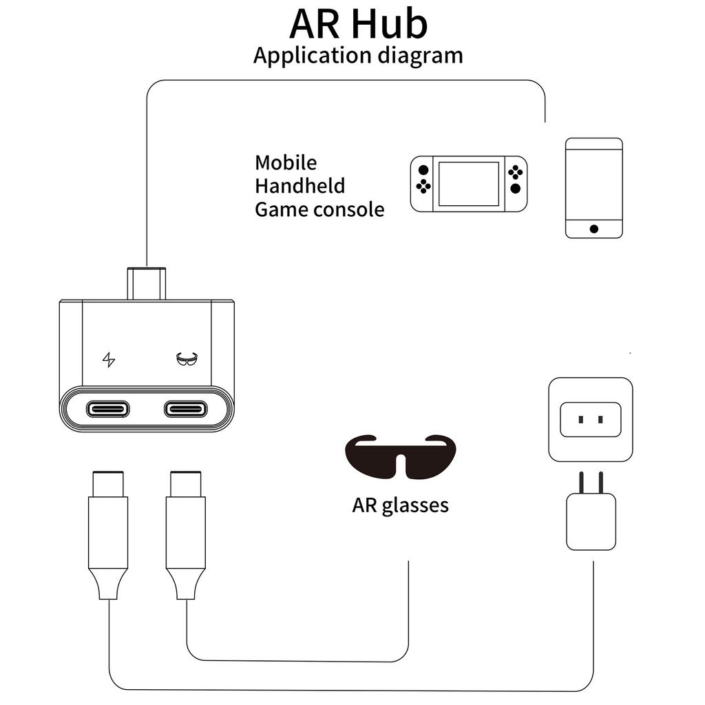 Высокоскоростной адаптер для зарядки AR-очков Type C для очков AIR/2 AR и зарядки; Поддерживает быструю зарядку 100 Вт