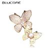 New Fashion Two Butterfly Brooch Korean Trend Copper Simple Butterfly Brooch