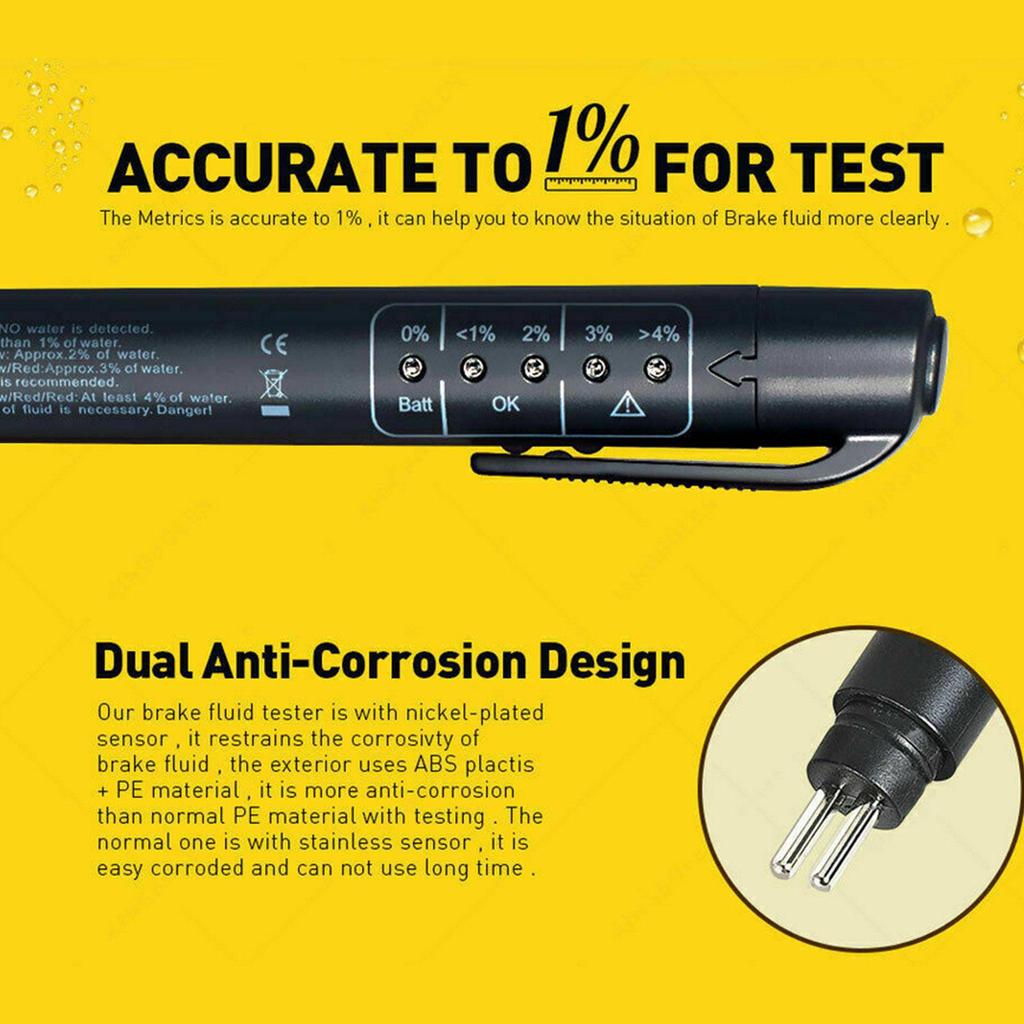 Автоматический Тестер Тормозной Жидкости в Виде Ручки Для DOT3/DOT4 5 Светодиодных Индикаторов Качества Тормозного Масла Авто Аксессуары