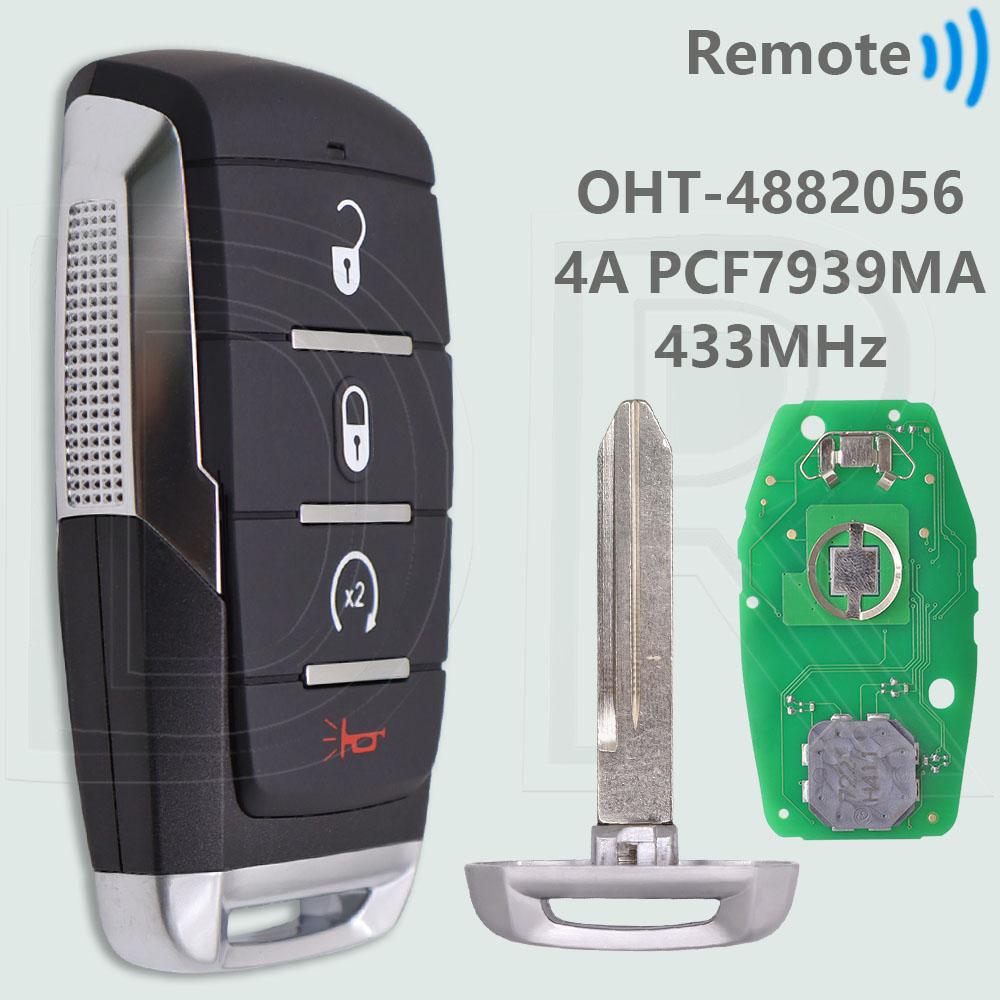DR OHT-4882056 4A PCF7939MA Chip 433MHz Keyless Go Car Remote Key 68291687AD For Dodge RAM 1500 TRX Pickup 2019 2020 2021