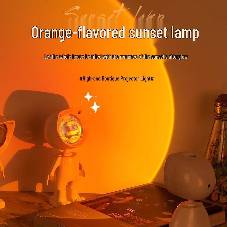 Проектор-светильник 'Закат Астронавта' - Радужная Ночь и Атмосферная Лампа для Спален и Фотографий