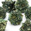 7 Pcs Green Yellow Lotus Flower  Metal Dice Solid Metal Polyhedral Dice Set Suitable for Role-Playing RPG  Board Game Card Game