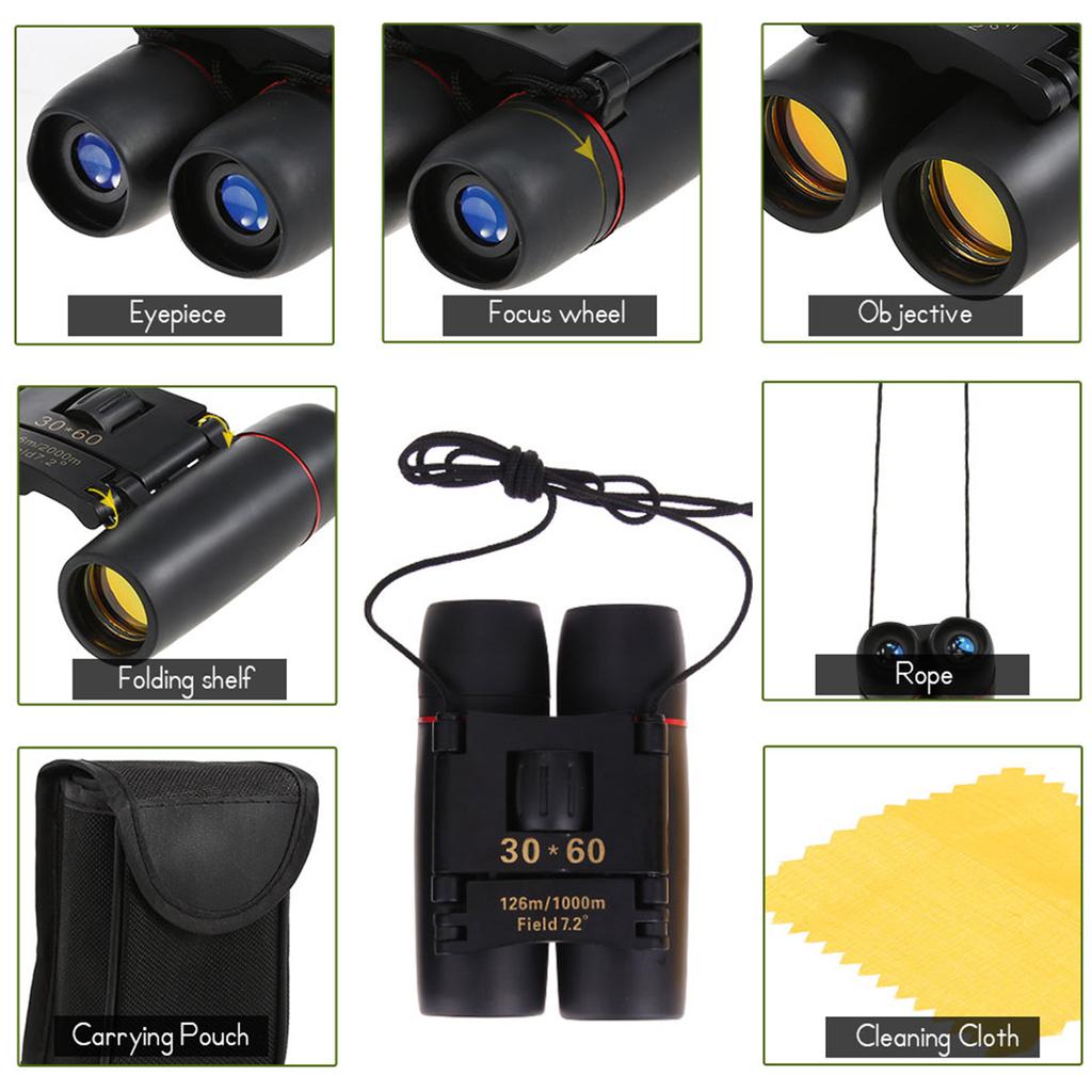 Маленький бинокль, портативный легкий складной бинокль для детей и взрослых, водонепроницаемый, для наблюдения за птицами на открытом воздухе, для путешествий, осмотра достопримечательностей, охоты