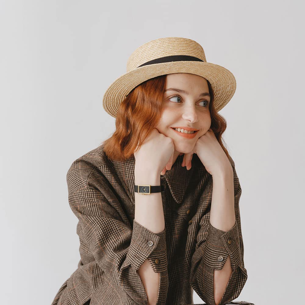 Maven Watches 18mm THE DECO SERIES Square Minimalist Fashion Watch Black [Official Shop] Watch, (Noir 18mm)