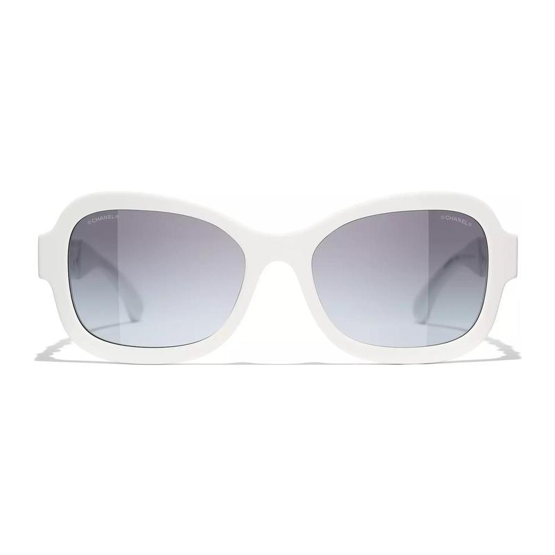 CHANEL Classic Comfort Driving Acetate Frame Butterfly Sunglasses Women's White