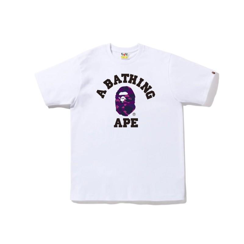2026 BAPE Камуфляж с головой обезьяны Графическая футболка Унисекс Короткий рукав Круглый вырез Хлопковая футболка Мужчины Женщины