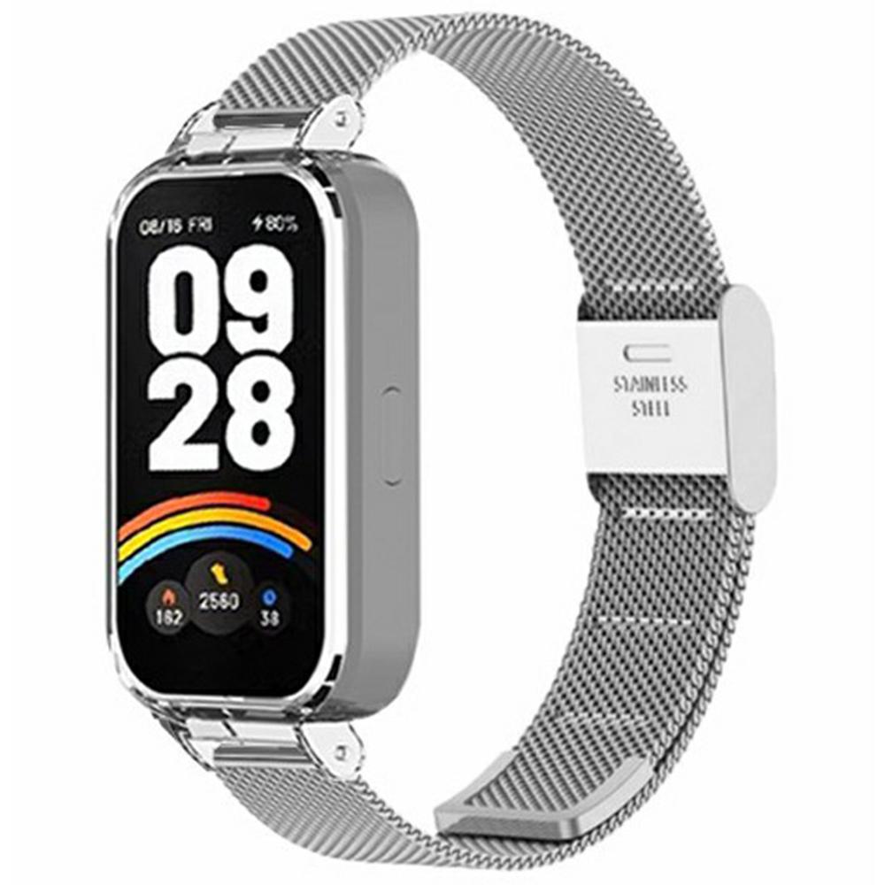 Для Xiaomi Redmi Band 3 / Smart Band 9 Active сменный ремешок для часов из нержавеющей стали с миланским ремешком и чехлом для ПК