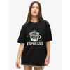 Black T Shirt With Espresso Coffee Cup Graphic And Text For Casual Wear