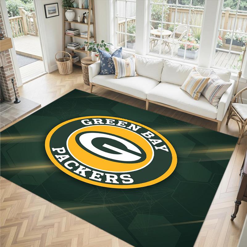 Green Bay Packers Design Crystal Velvet Carpet Cozy Non?Slip Printed Rug For Bedroom Living Room Entrance