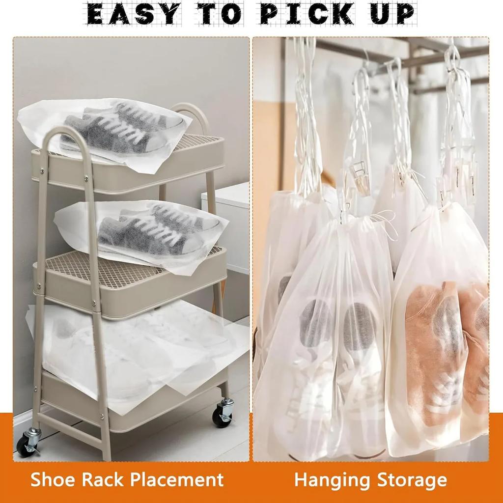 10pcs-Shoe Dust Covers Non-Woven Dustproof Drawstring Clear Storage Bag Travel Pouch Shoe Bags Drying Shoes Protect