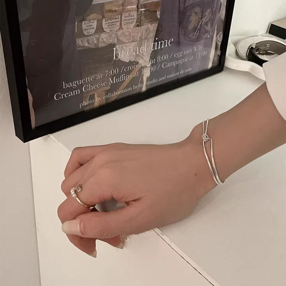 Серебряный браслет 925 пробы для девочек, летний легкий роскошный нишевый дизайн, двухслойный завязанный полупростой браслет, ювелирные изделия