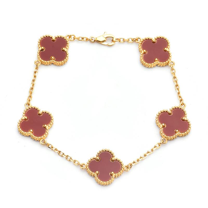 Браслет из титановой стали 15 мм, двухсторонний, с четырехлистным клевером, не выцветающий, модный браслет с цветком четырехлистного клевера