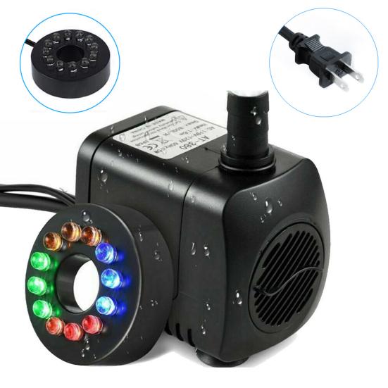 15W 800L/H 12LED Mini Fish Tank Aquarium Ponds Submersible Fountain Water Pump