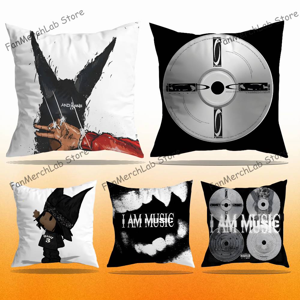 PPlayboi AM Music CCarti Pillow Covers Cartoon Sofa Decorative Home Doublesided Printing Short Plush Cute Cushion Cover