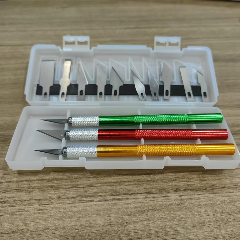 Carving Knife 13-piece Set Metal Pole Carving Knife High Value Hand-held Pen Knife Model Making Foil Art Knife